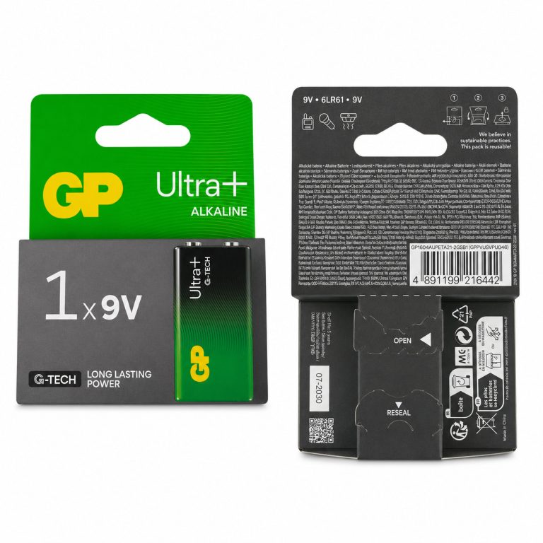 باتری کتابی 9 ولت برند GP مدل GP1604UAP نوع ALKALINE
