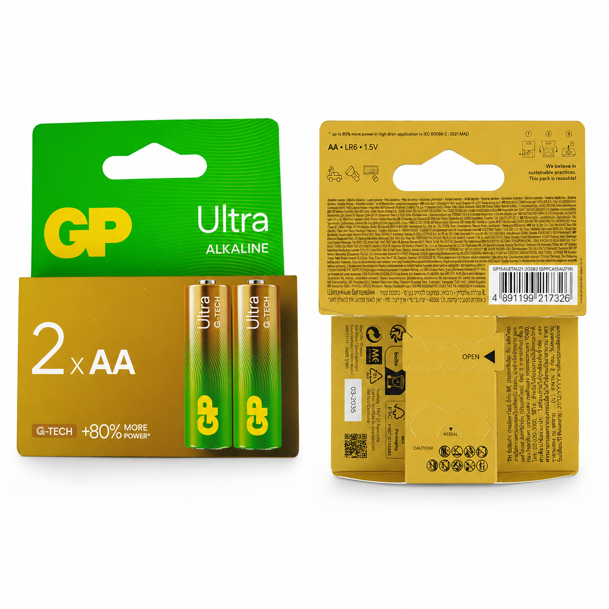 AA-Battery (6) باتری قلمی جنس عالی اولترا آلکالین برند GP