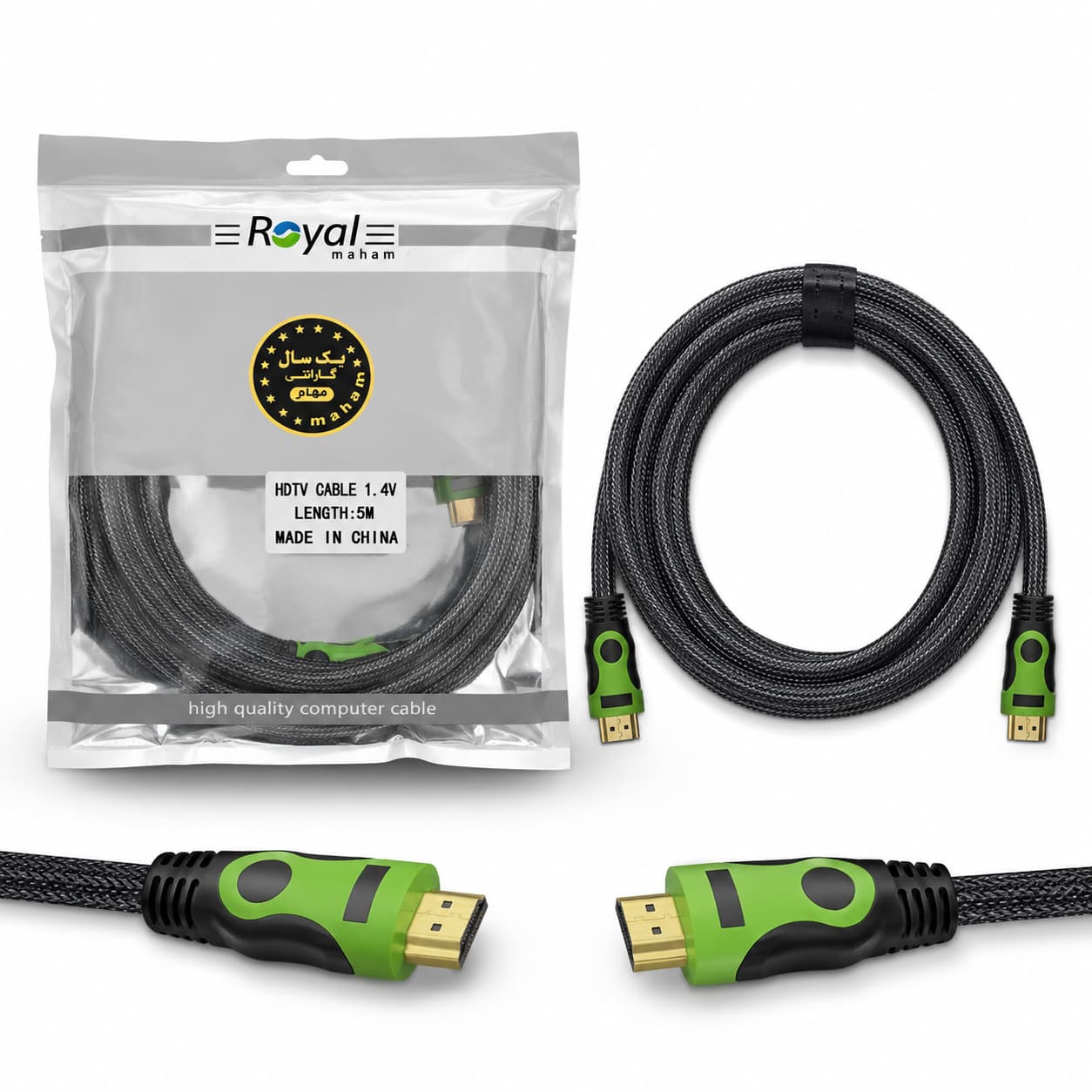 کابل HDMI طول 5 متر جنس کنفی برند Royal