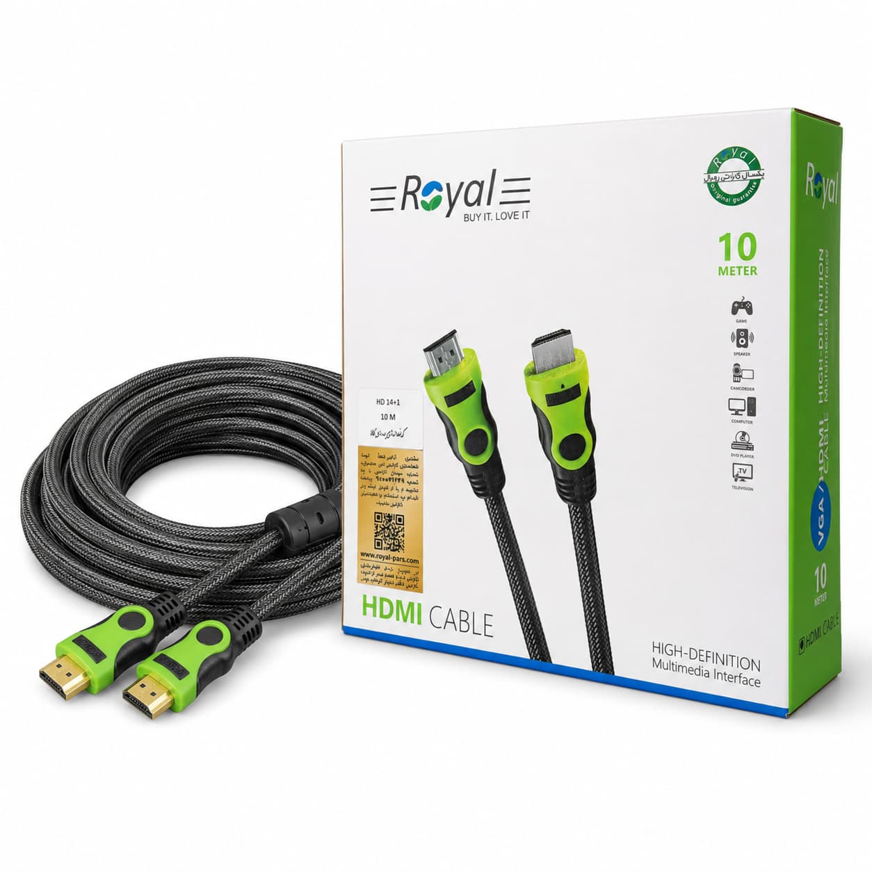کابل HDMI طول 20 متر برند Royal جنس کنفی
