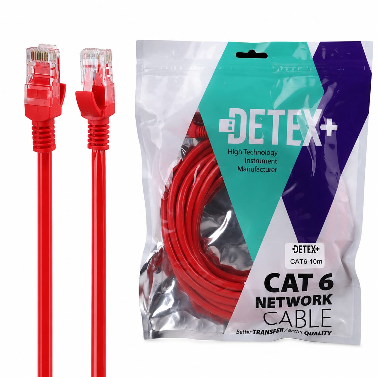 کابل شبکه LAN طول 10 متر CAT 6 برند DETEX