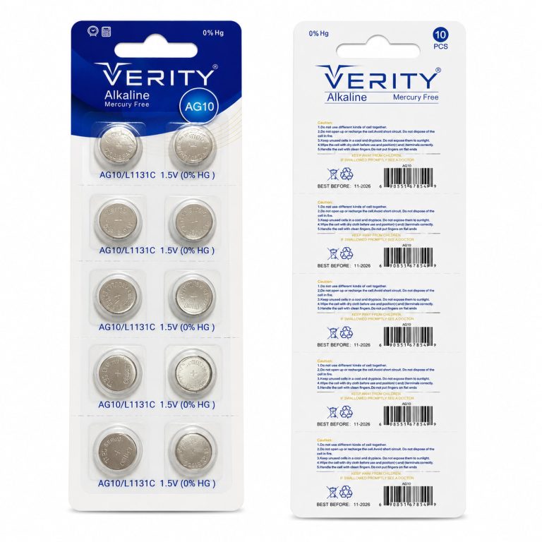 باتری دکمه ای (سکه ای ریز) سایز AG10 (LR 1130) جنس آلکالین برند VERITY