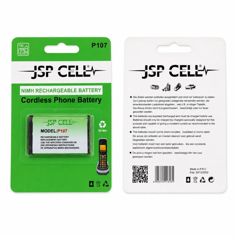 باتری شارژی تلفن بی سیم پاناسونیک مدل P-107 (برند JSP CELL)