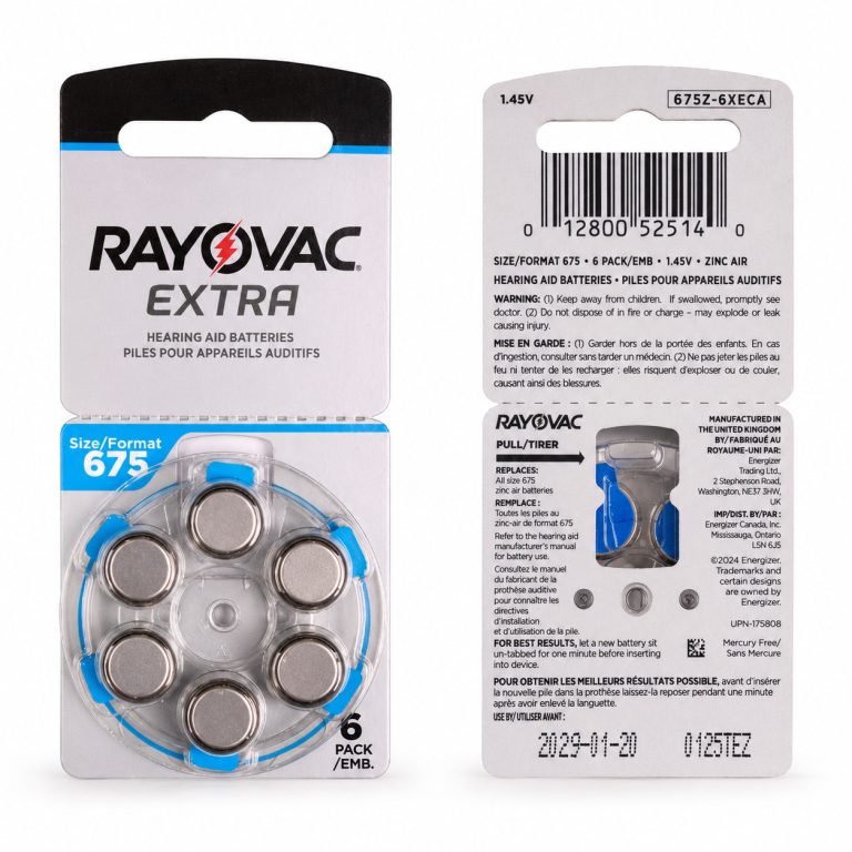 باتری سمعک سایز 675 برند RAYOVAC (بسته 6 عددی)