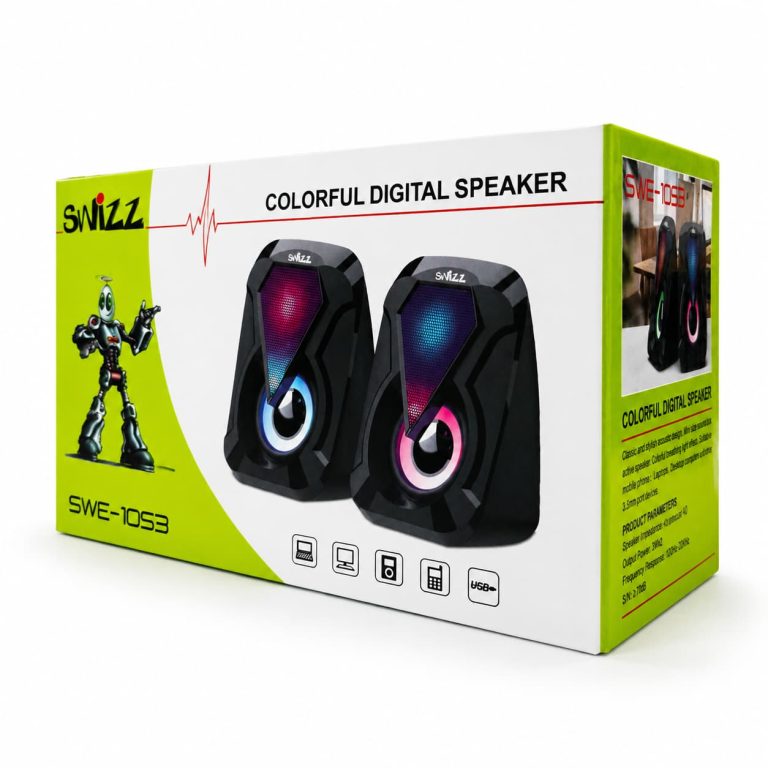 اسپیکر دسکتاپ سویز مدل SWIZZ SWE-1035 (دو تیکه RGB دار) ـ عکس کارتن