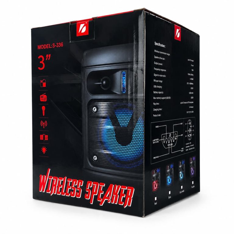 اسپیکر شارژی بلوتوثی (نور RGB دار) قابل حمل 3 اینچ مدل KTS-1225 ـ جعبه محصول