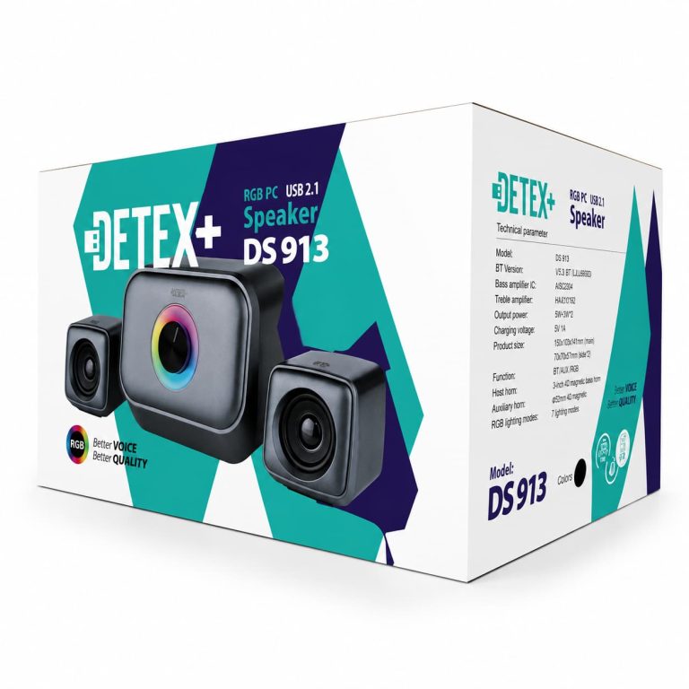 اسپیکر سه تیکه دسکتاپ دتکس مدل DETEX+ DS-913 ـ جعبه